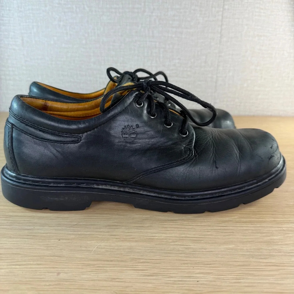 Timberland Mens Waterproof Leather Oxford Shoes Black Lug Sole 93015 Size 10M
